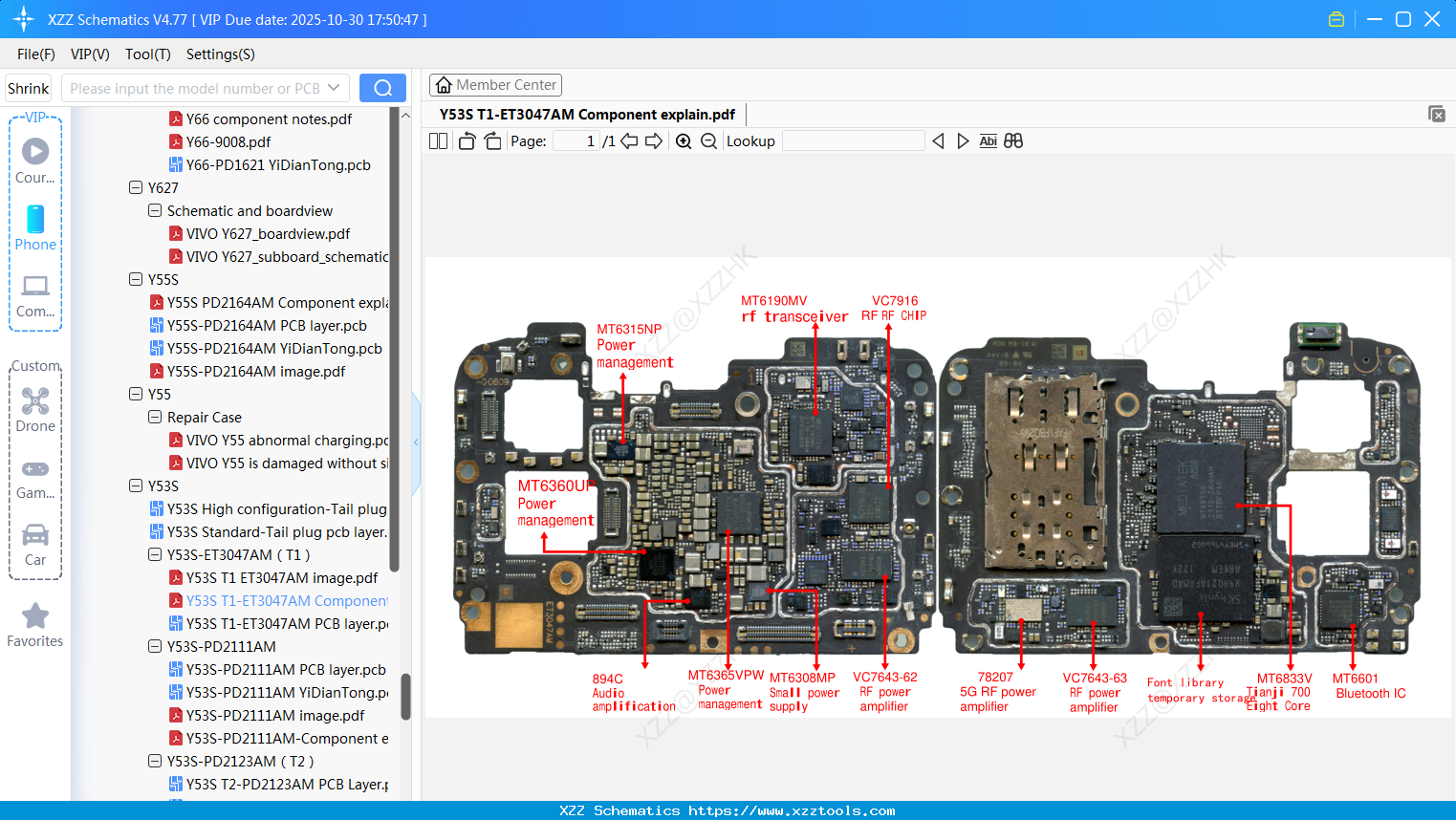 VIVO Y53S T1-ET3047AM Component Explain
